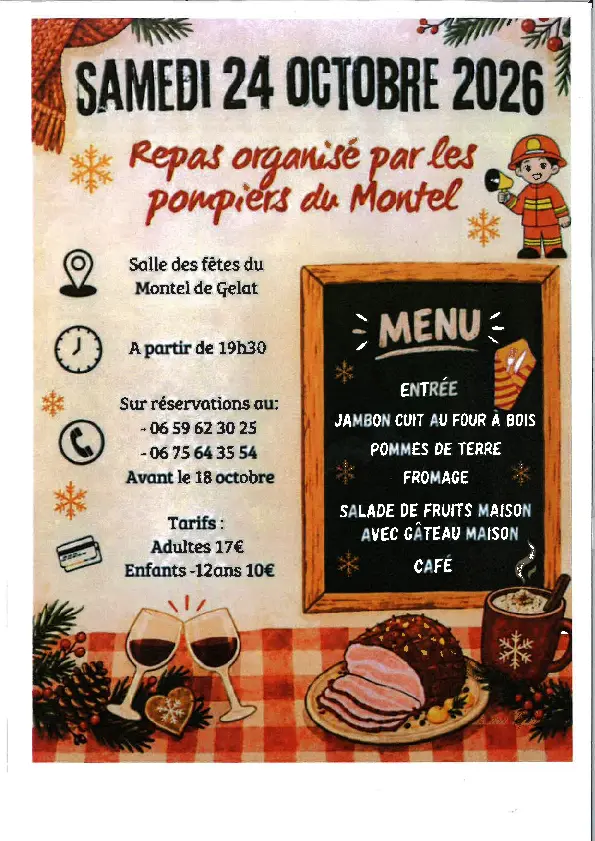 REPAS DES POMPIERS 24 OCTOBRE 2026