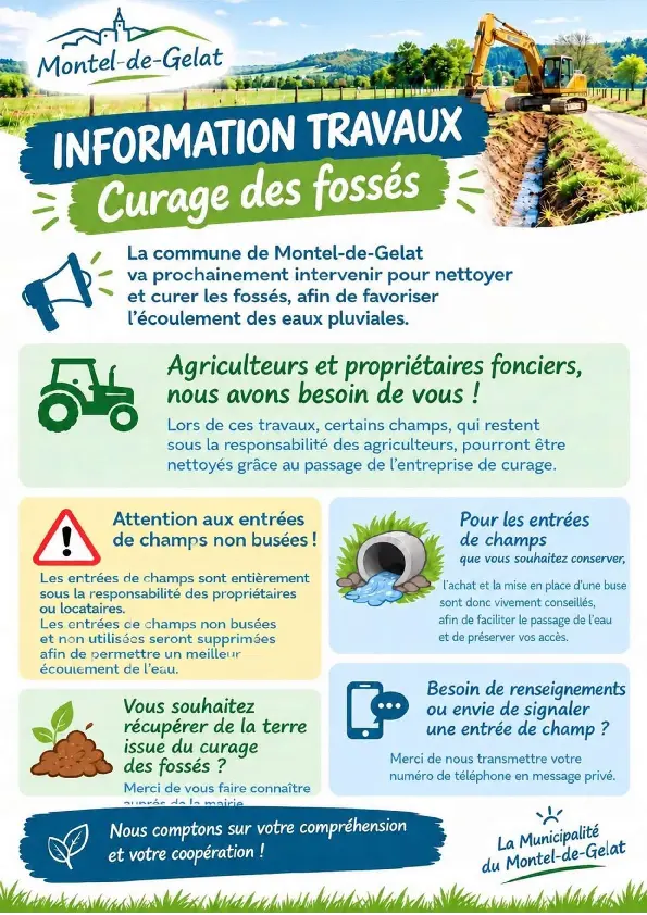 INFO TRAVAUX - Curage des foss&eacute;s -